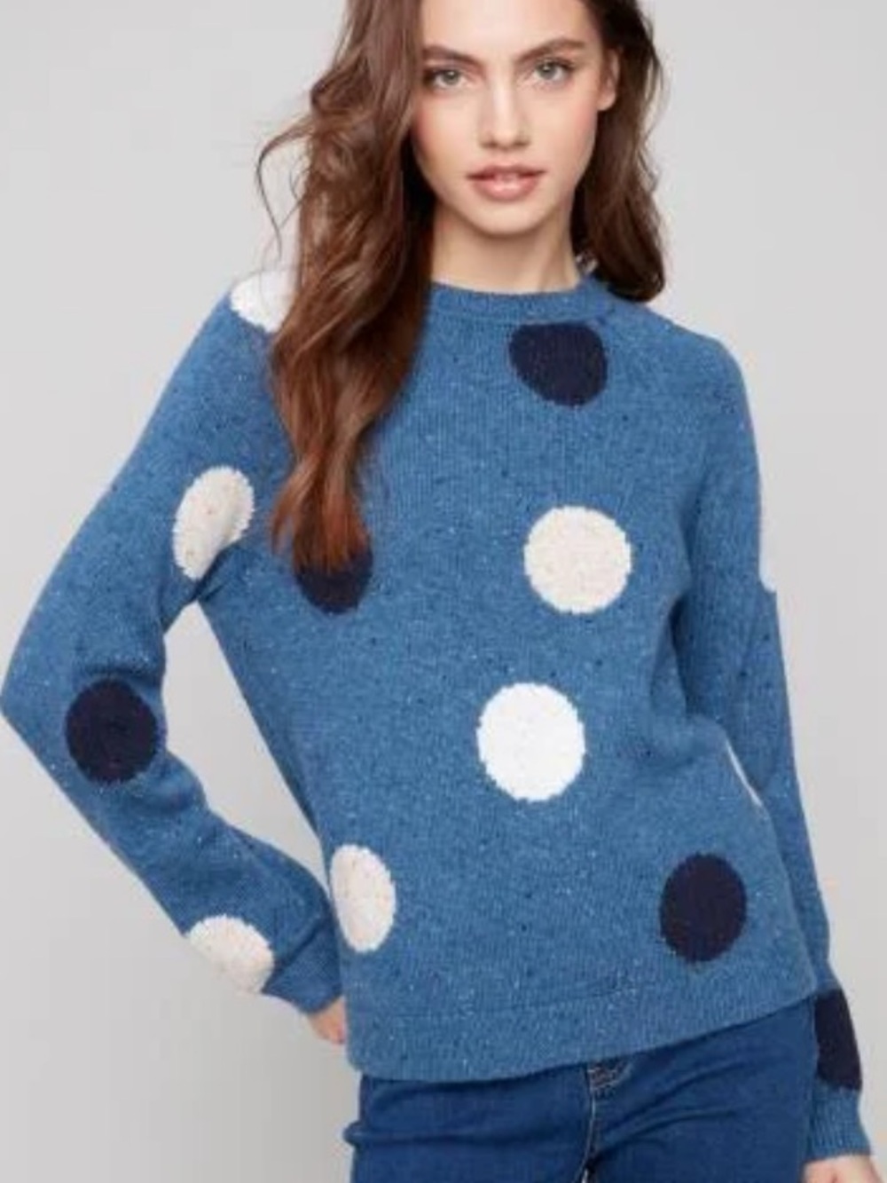 Charlie B. Polka Dot Sweater Size L